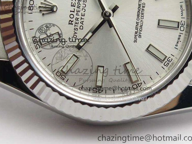 Fluted Best 1:1 Oyster On Dial Silver Bezel SS 41mm 126334 Bracelet Edition A3235 DateJust Noob 0214